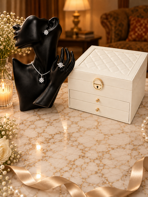 Three-Layer Jewellery Box — Velvet-Lined (+ FREE Crystal Set)