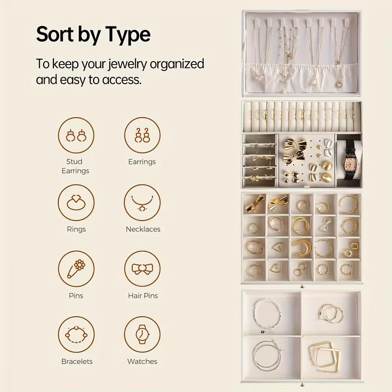 Luxury Three Layers High Quality Leather Jewelry Box