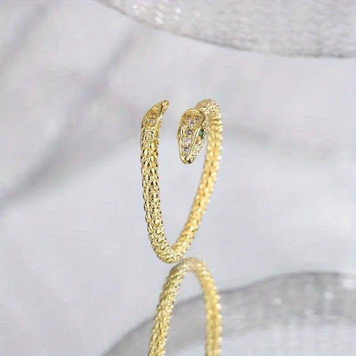 Adjustable Snake Ring with Synthetic Zircon