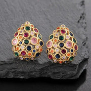 Colorful Copper Zirconia Gold-Plated Water Drop Earrings