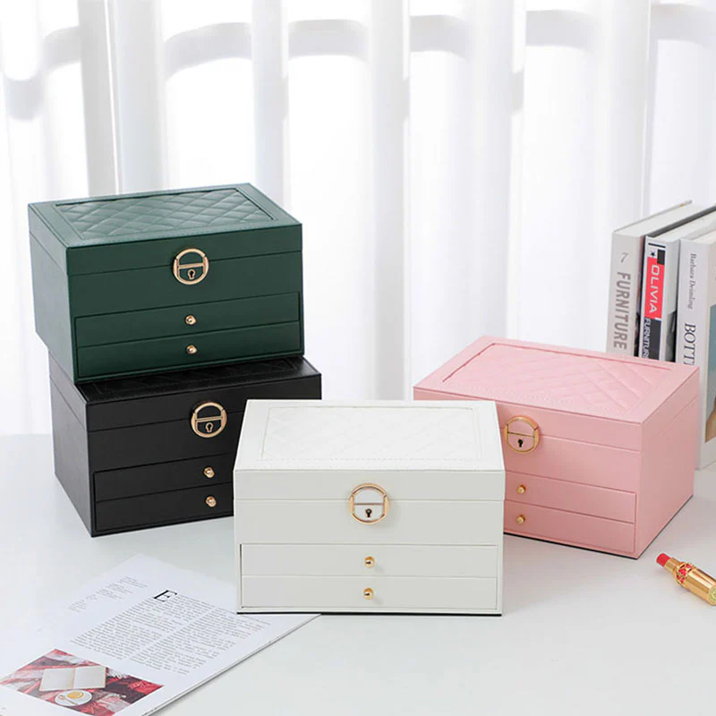 Luxury Three Layers High Quality Leather Jewelry Box