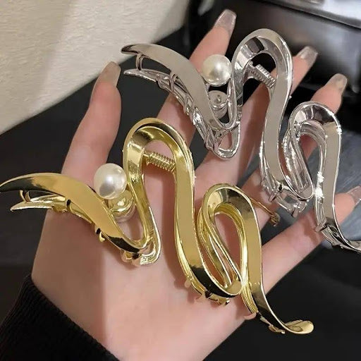 Simple Versatile Water Wave Design Zinc Alloy Hair Clip