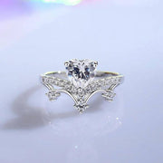 Sterling Silver Heart Shape Crown Ring