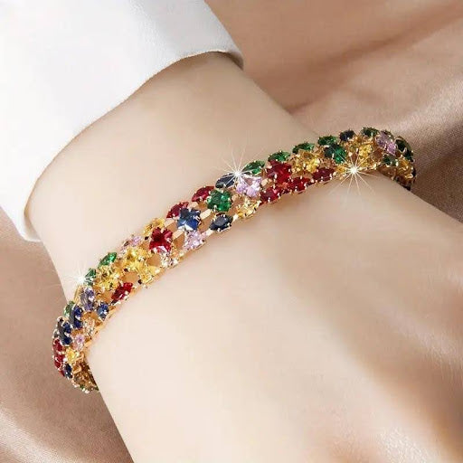 Multicolor Geometric Glass Mosaic Bracelet