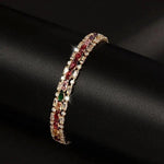 18K Gold Multicolor Oval CZ Bracelet
