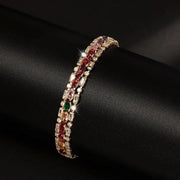 18K Gold Multicolor Oval CZ Bracelet