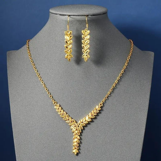 Elegant 24K Gold-Plated Wheat Spike Set