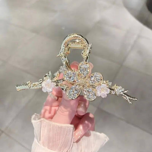 Elegant Rhinestone Flower Hair Claw