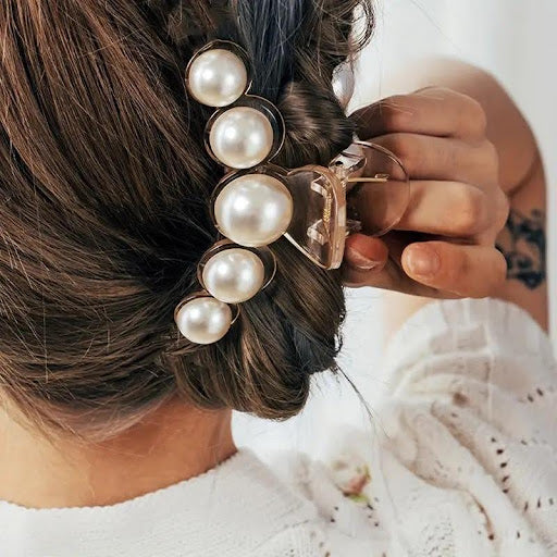 Faux Pearl Claw Clips