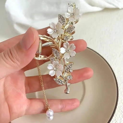 Elegant Rhinestone Flower Hair Claw