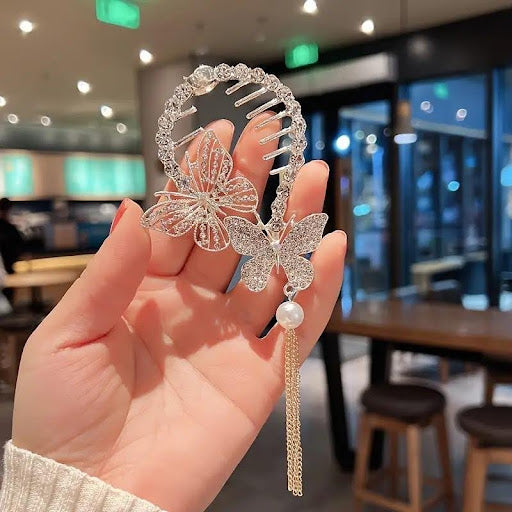 Elegant Rhinestone Flower Hair Claw