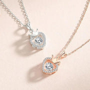 Moissanite Zircon Heart Crown Pendant Necklace