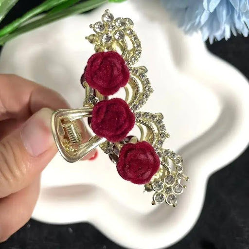 Rose Flower Tassel Hair Clip