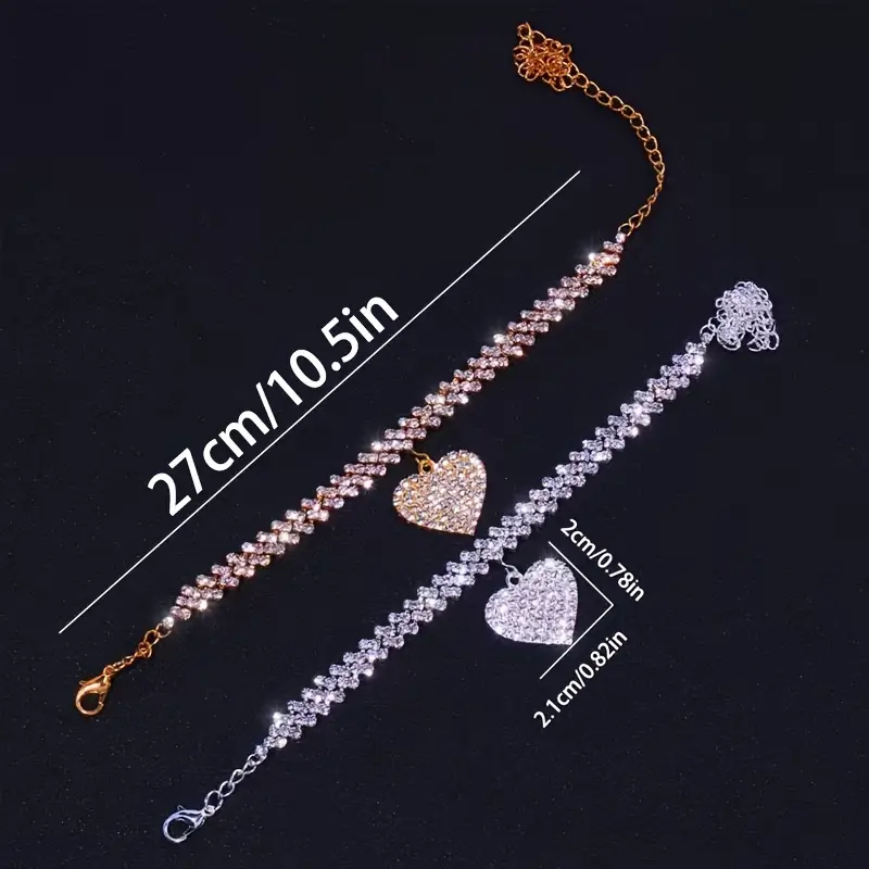 Rose- Silver Heart Shape Anklet