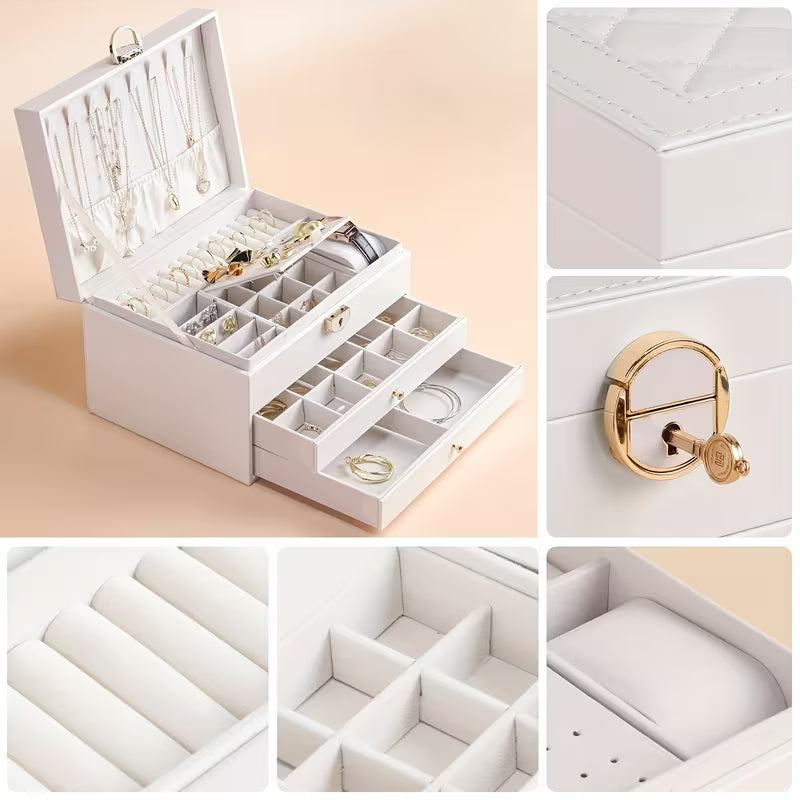 Luxury Three Layers High Quality Leather Jewelry Box