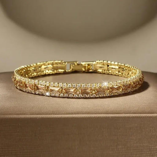 18K Gold Plated Triple Row Champagne Bracelet