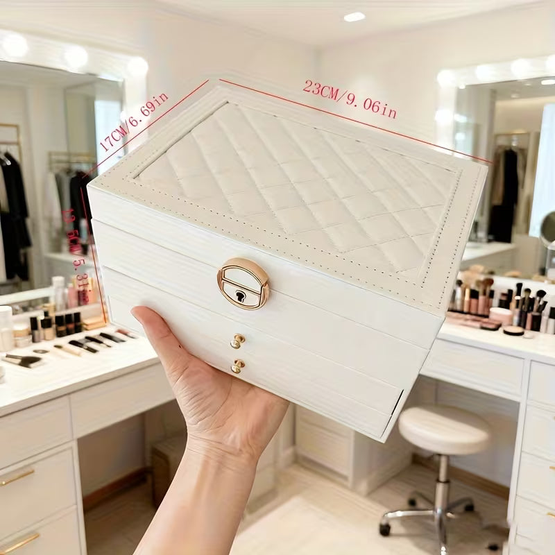 Luxury Three Layers High Quality Leather Jewelry Box