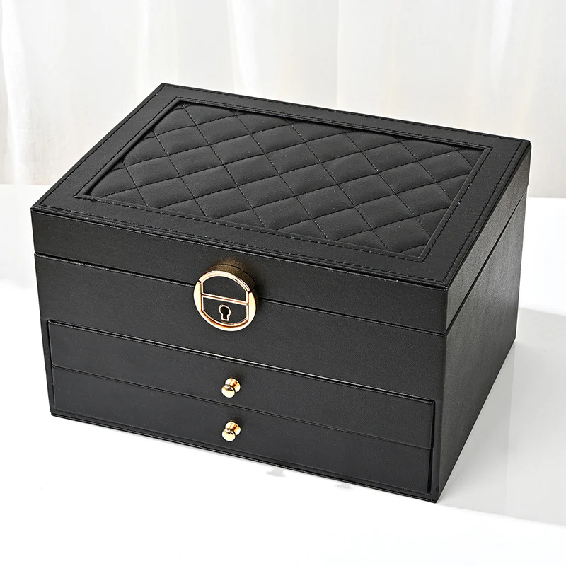 Luxury Three Layers High Quality Leather Jewelry Box