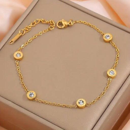 Stainless Steel Round Diamond Bracelet