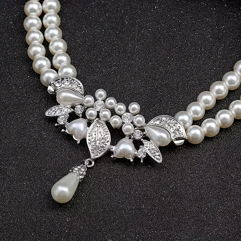 Silver Pearl Rhinestone Set