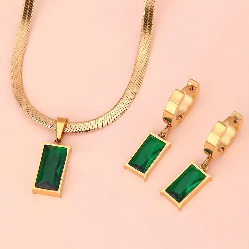 Golden Snake Bone Chain With  Earrings Necklace