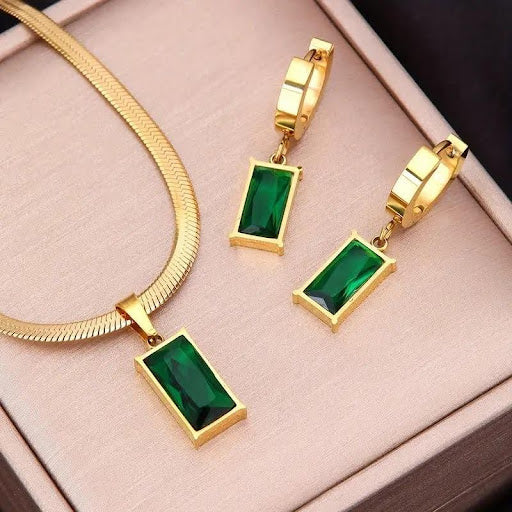 Golden Snake Bone Chain With  Earrings Necklace