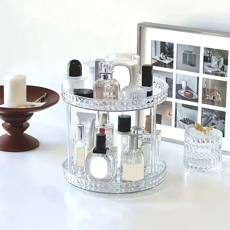 Adjustable Cosmetic Display Cabinet, Multifunctional Transparent Three-Tier