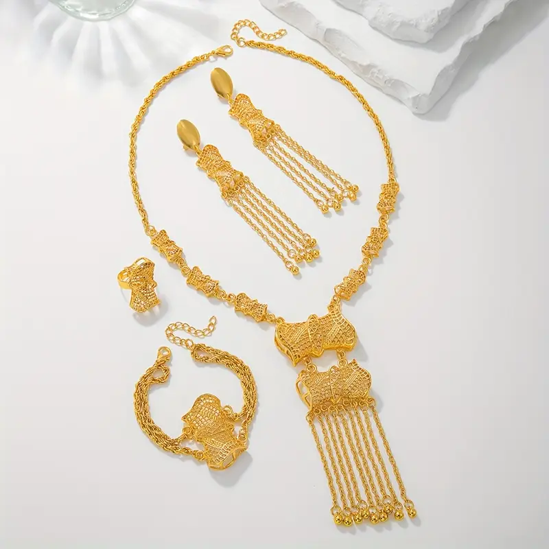 5pcs Elegant Jewelry Set18K Gold Plated Necklace