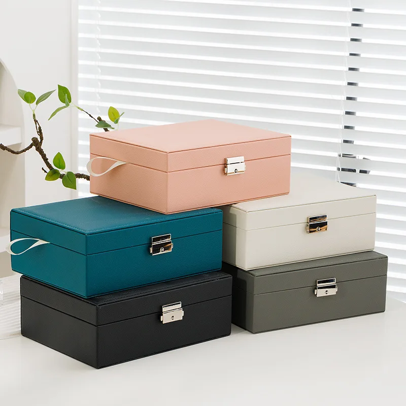 Premier lockable two layer Storage Box Leather Jewelry Box