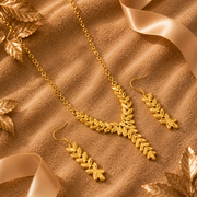 Wheat Spike Necklace Set - Gold-Plated
