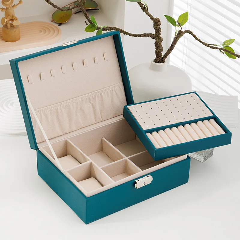 Premier lockable two layer Storage Box Leather Jewelry Box