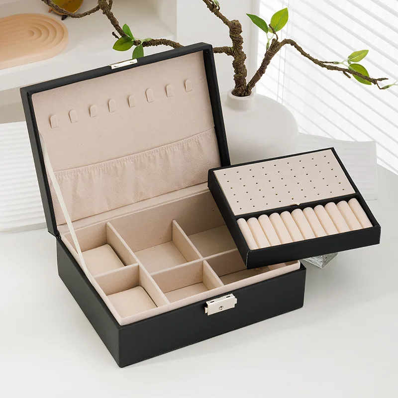 Premier lockable two layer Storage Box Leather Jewelry Box