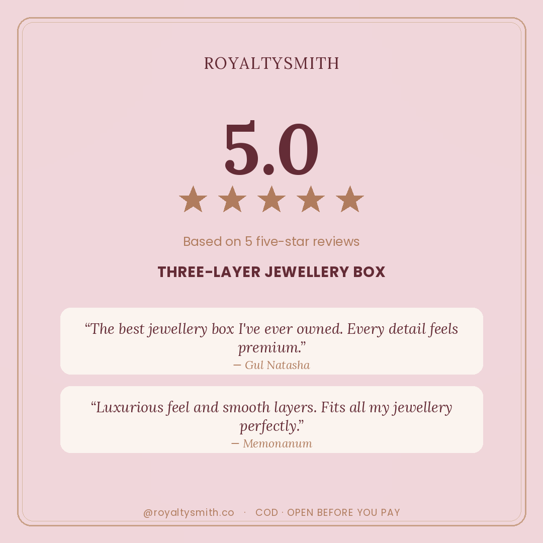 RoyaltySmith Three-Layer Jewellery Box — 5.0 stars from verified customer reviews