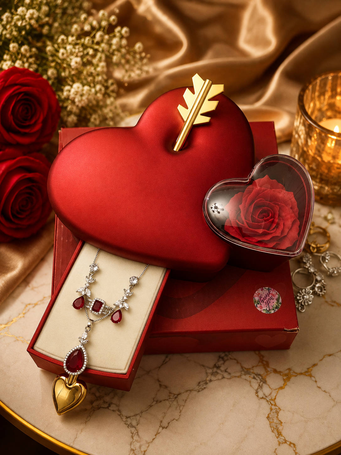 Valentine Heart-piercing Rose Jewelry Box