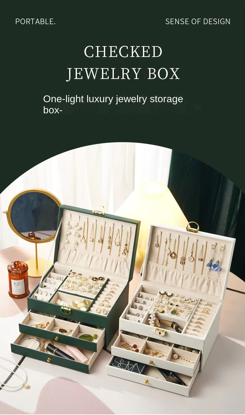 Luxury Three Layers High Quality Leather Jewelry Box