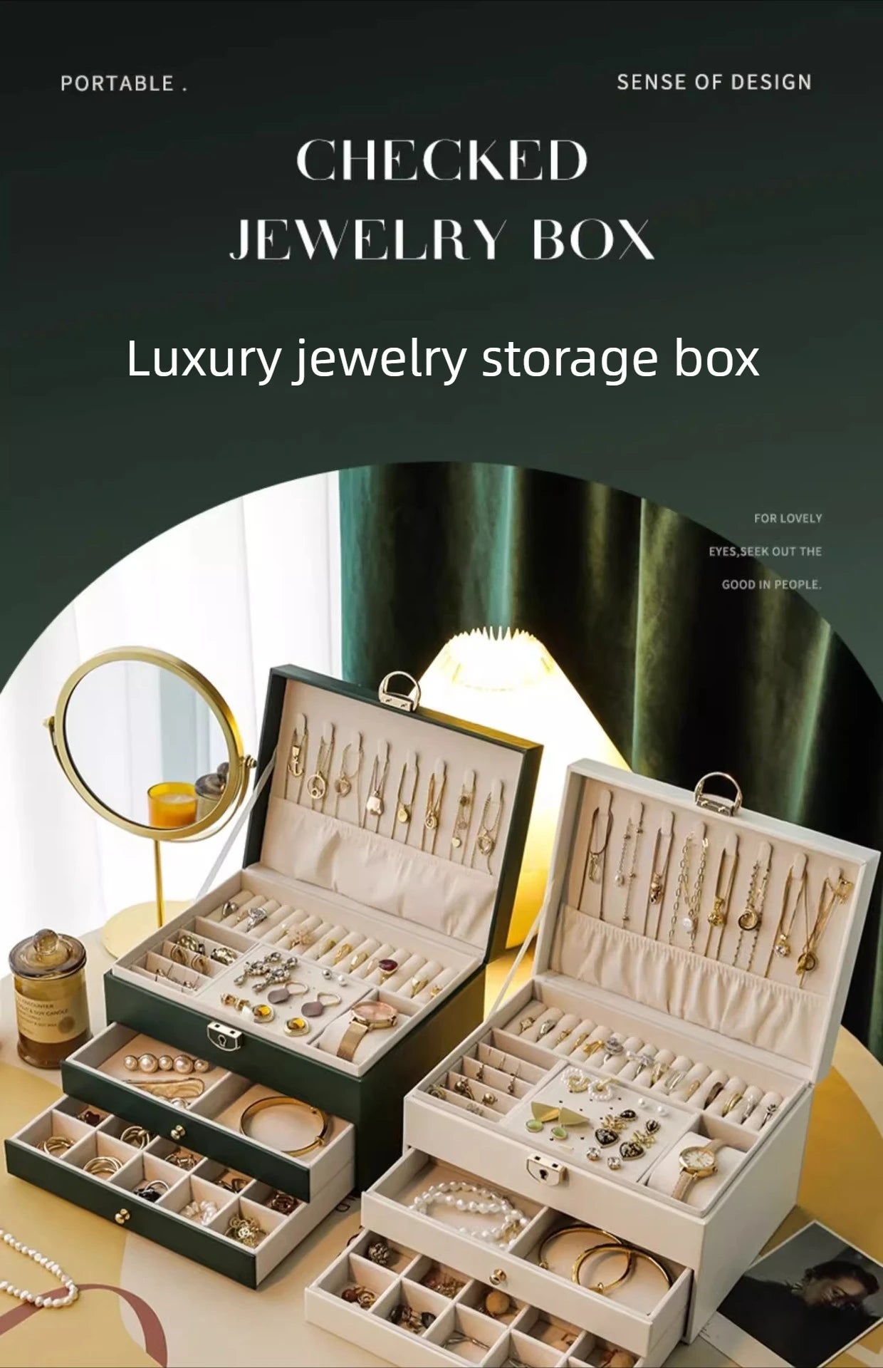 Luxury Three Layers High Quality Leather Jewelry Box
