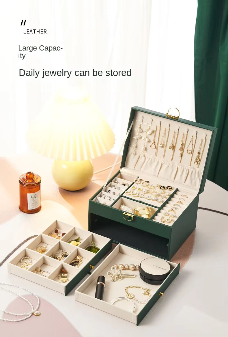 Luxury Three Layers High Quality Leather Jewelry Box