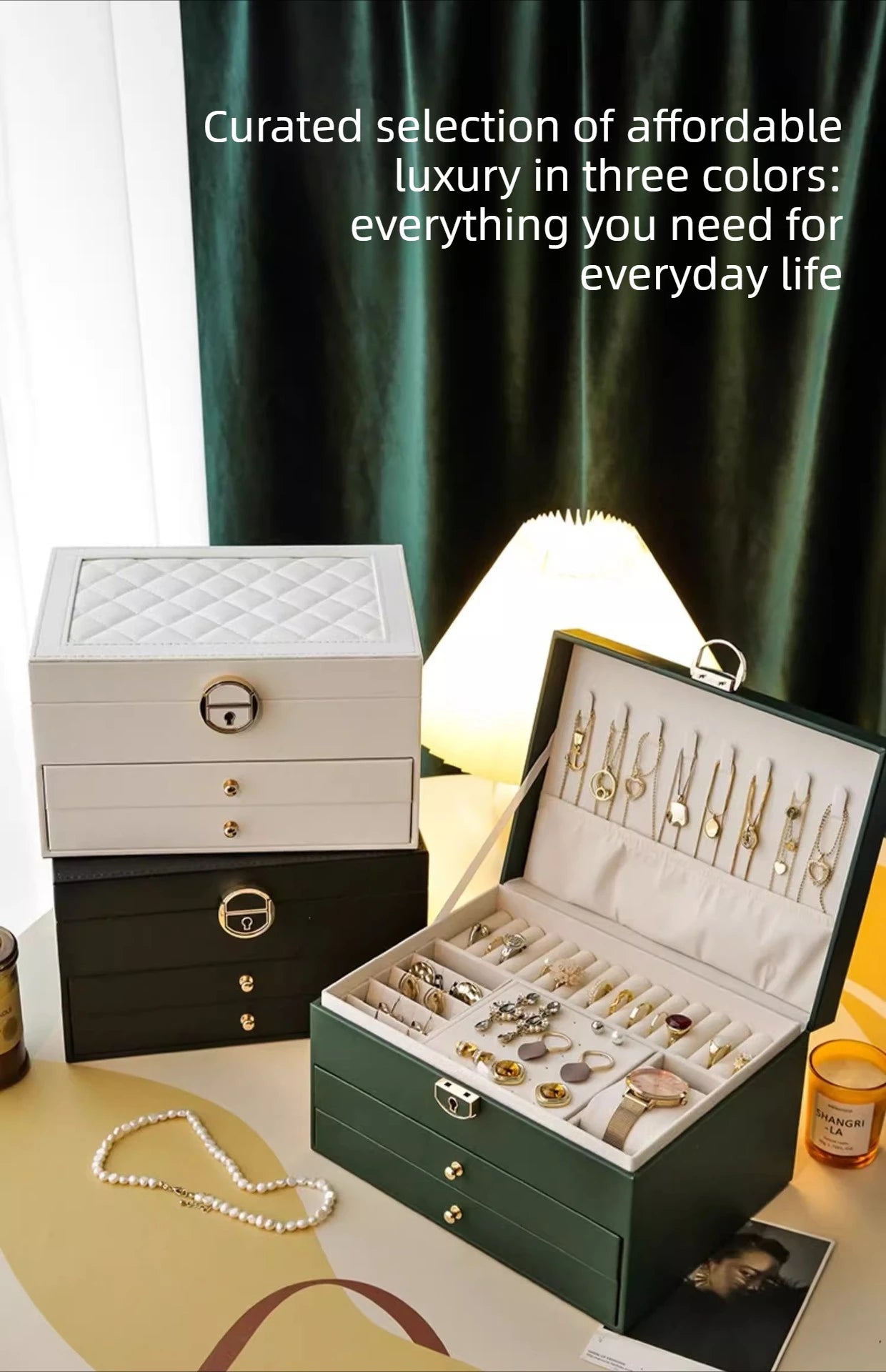 Luxury Three Layers High Quality Leather Jewelry Box