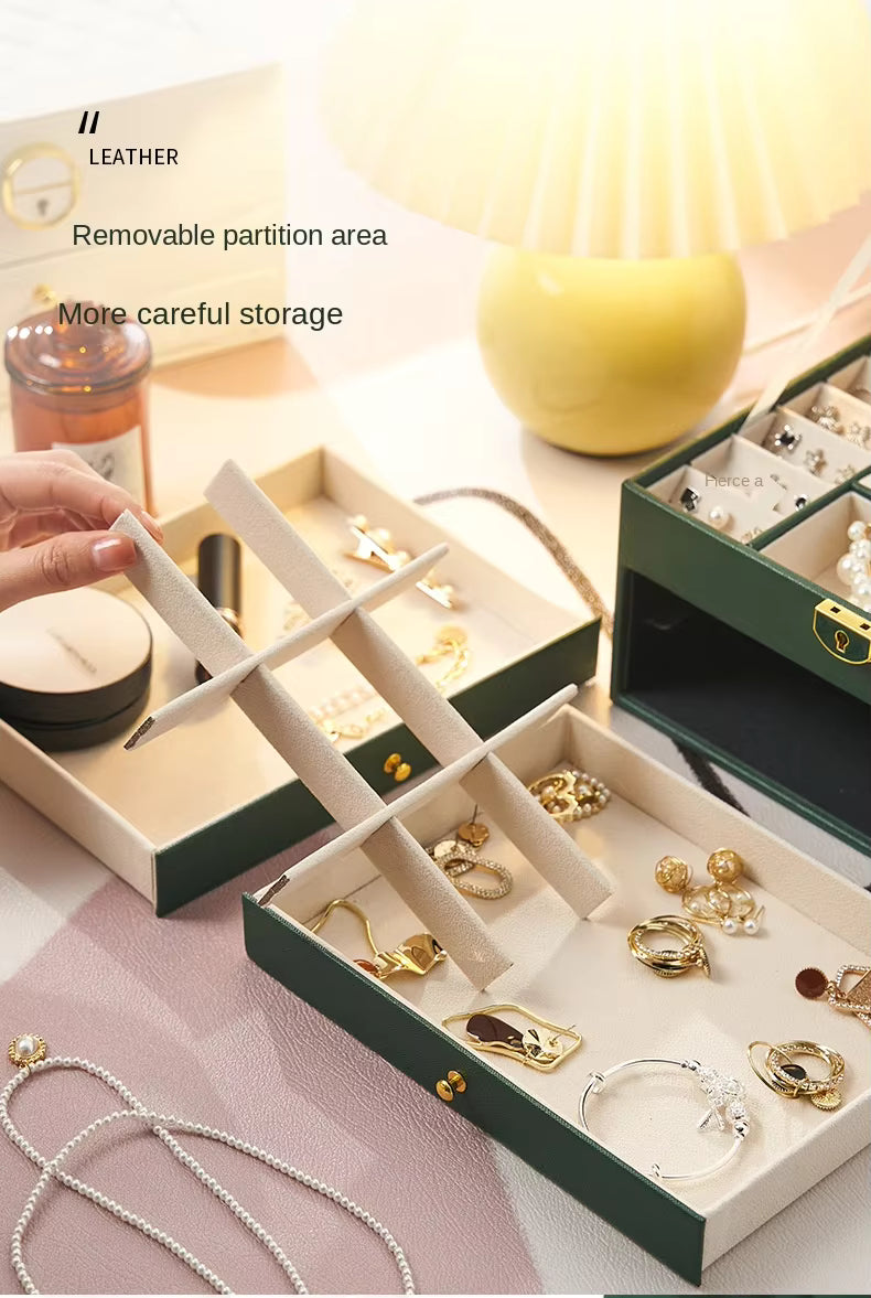 Luxury Three Layers High Quality Leather Jewelry Box