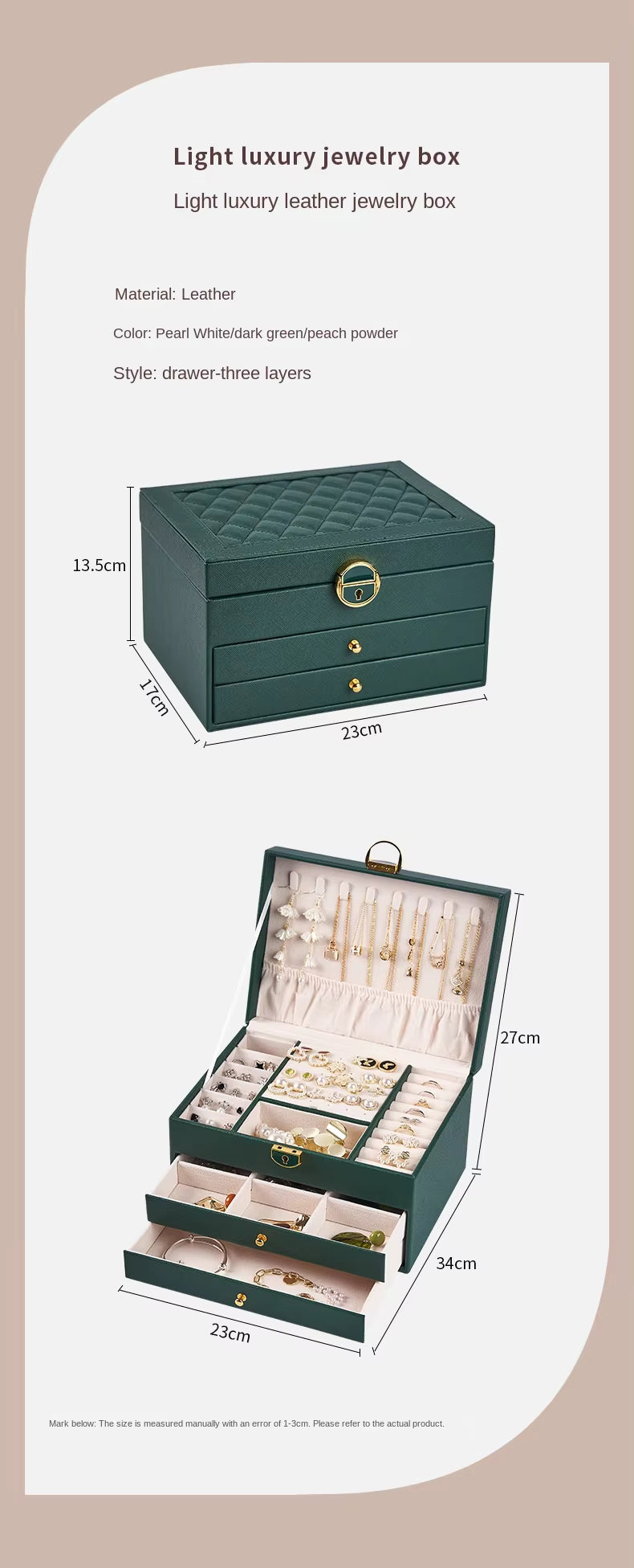 Luxury Three Layers High Quality Leather Jewelry Box