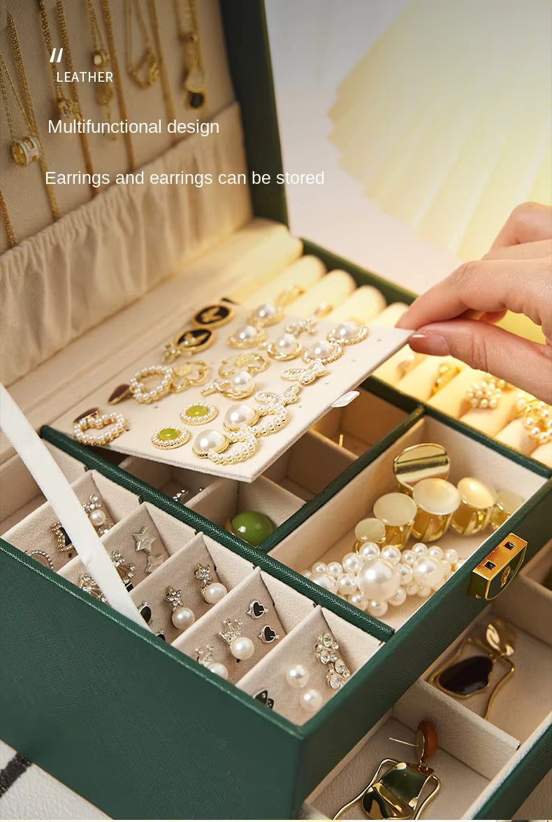 Luxury Three Layers High Quality Leather Jewelry Box