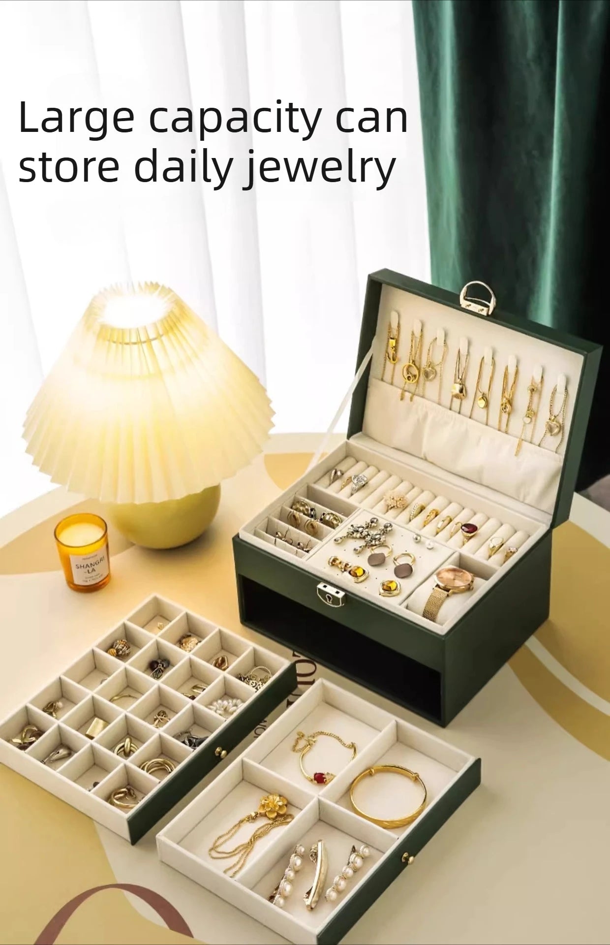 Luxury Three Layers High Quality Leather Jewelry Box