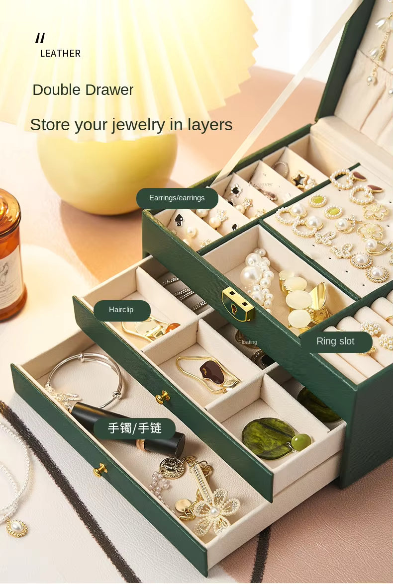 Luxury Three Layers High Quality Leather Jewelry Box