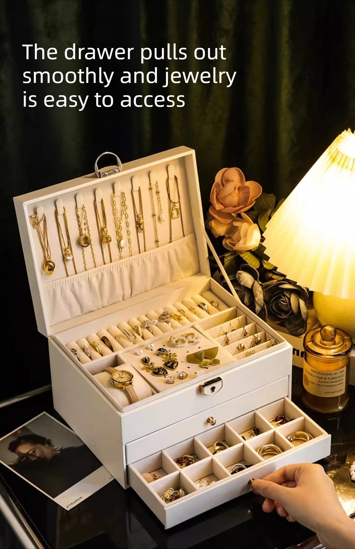 Luxury Three Layers High Quality Leather Jewelry Box