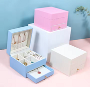 Square Travel Trinket Jewelry Ring Boxes Jewelry Case