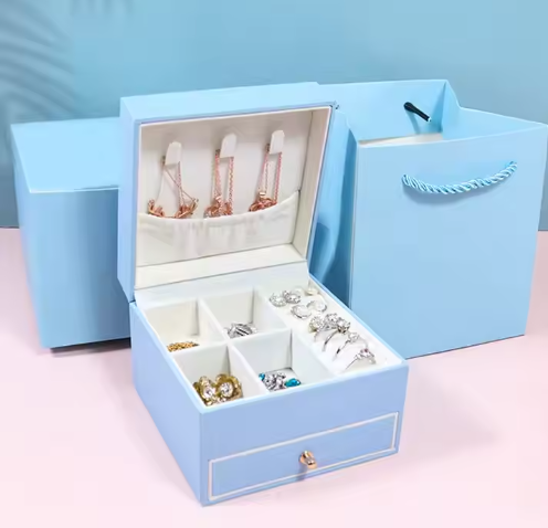Square Travel Trinket Jewelry Ring Boxes Jewelry Case