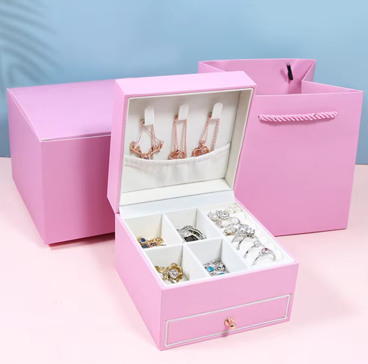 Square Travel Trinket Jewelry Ring Boxes Jewelry Case
