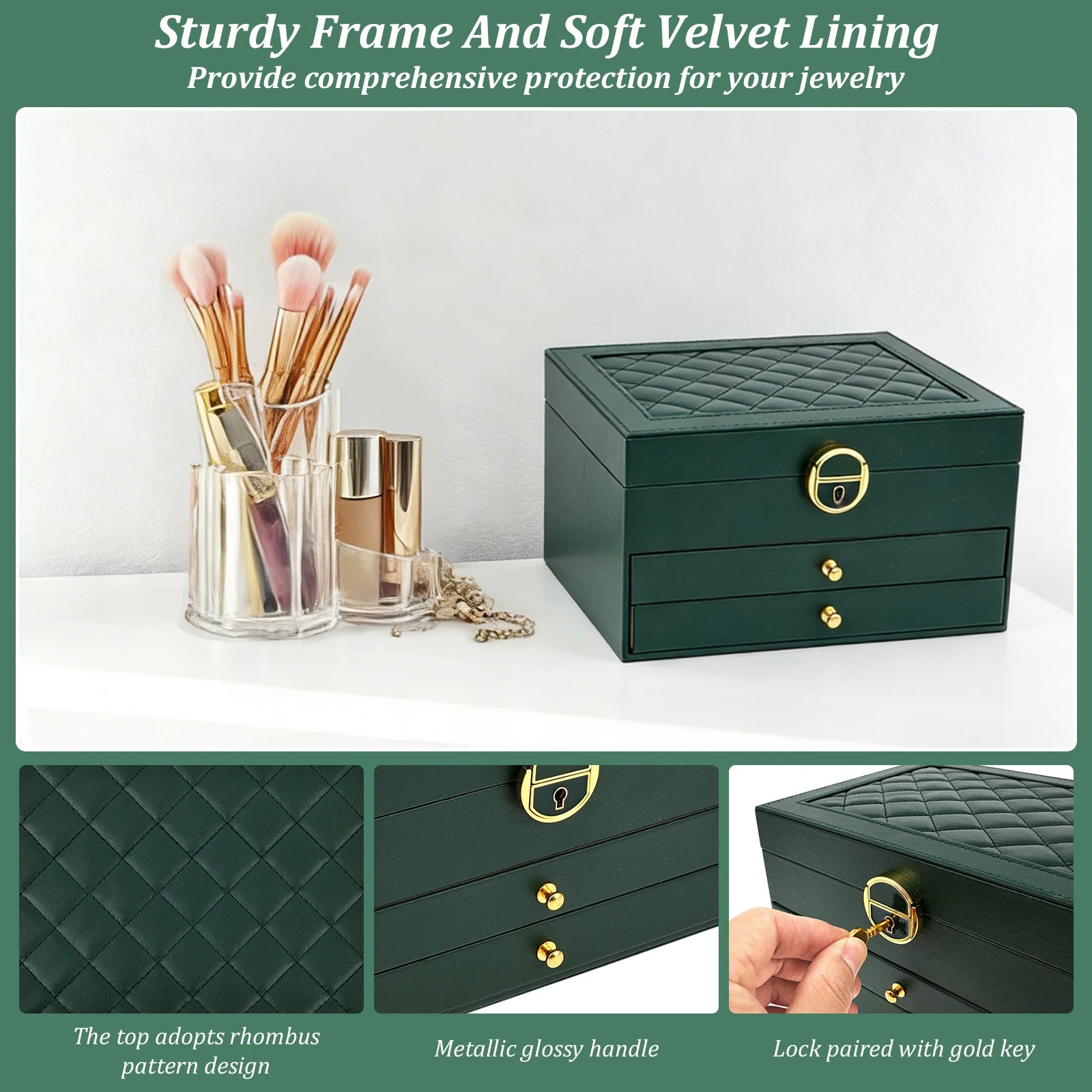 Luxury Three Layers High Quality Leather Jewelry Box
