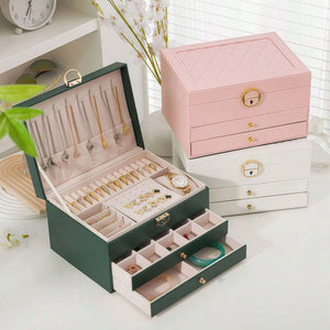 Three-Layer Jewellery Box — Velvet-Lined