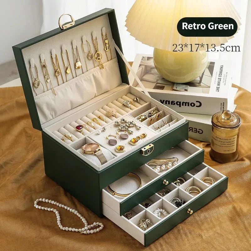 Luxury Three Layers High Quality Leather Jewelry Box